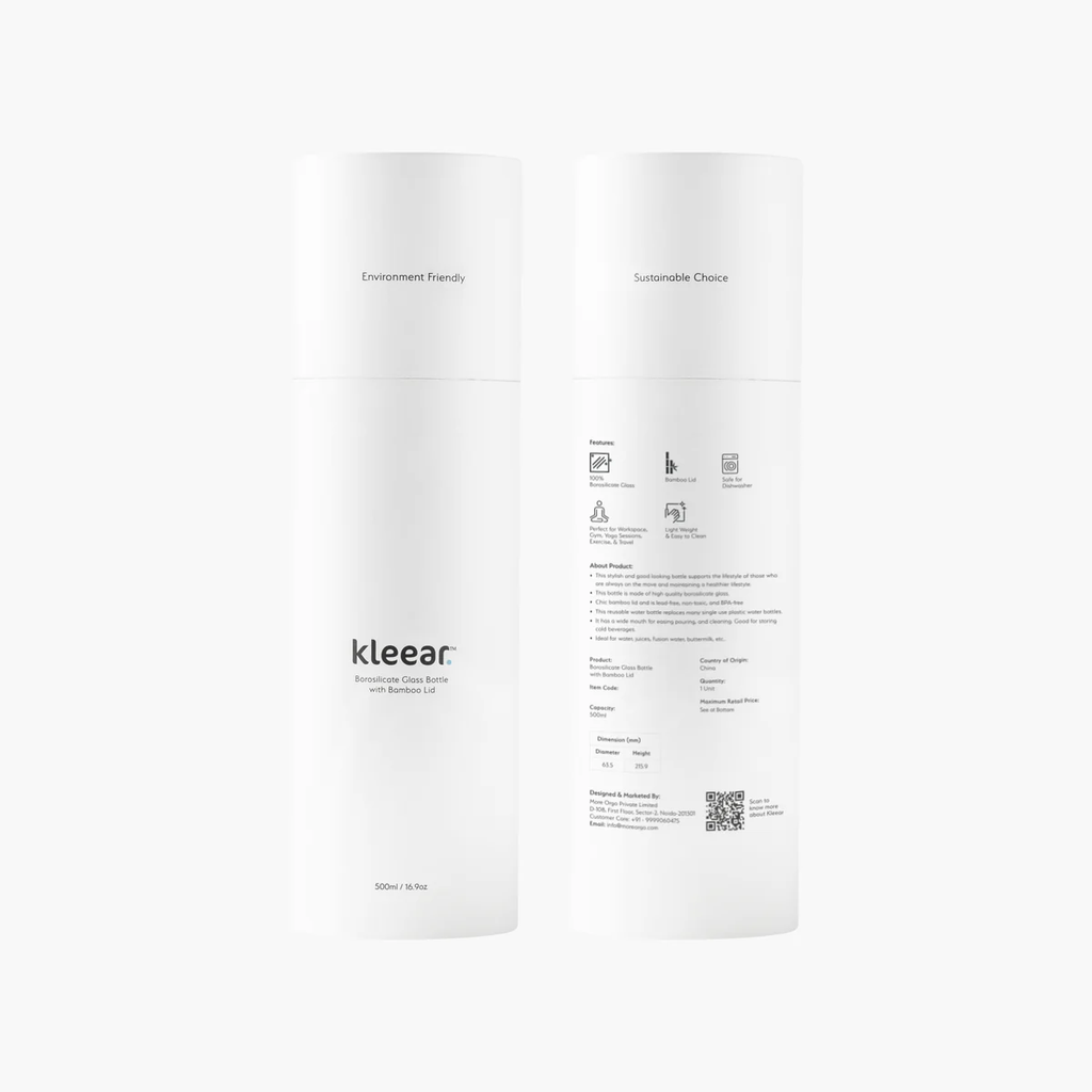 Borosilicate Glass Bottle with Silicon Sleeve & Bamboo Lid - 500 ML