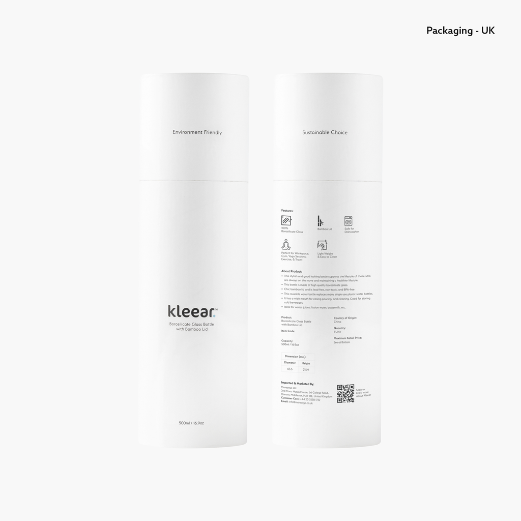 Borosilicate Glass Bottle with Silicon Sleeve & Bamboo Lid - 500 ML