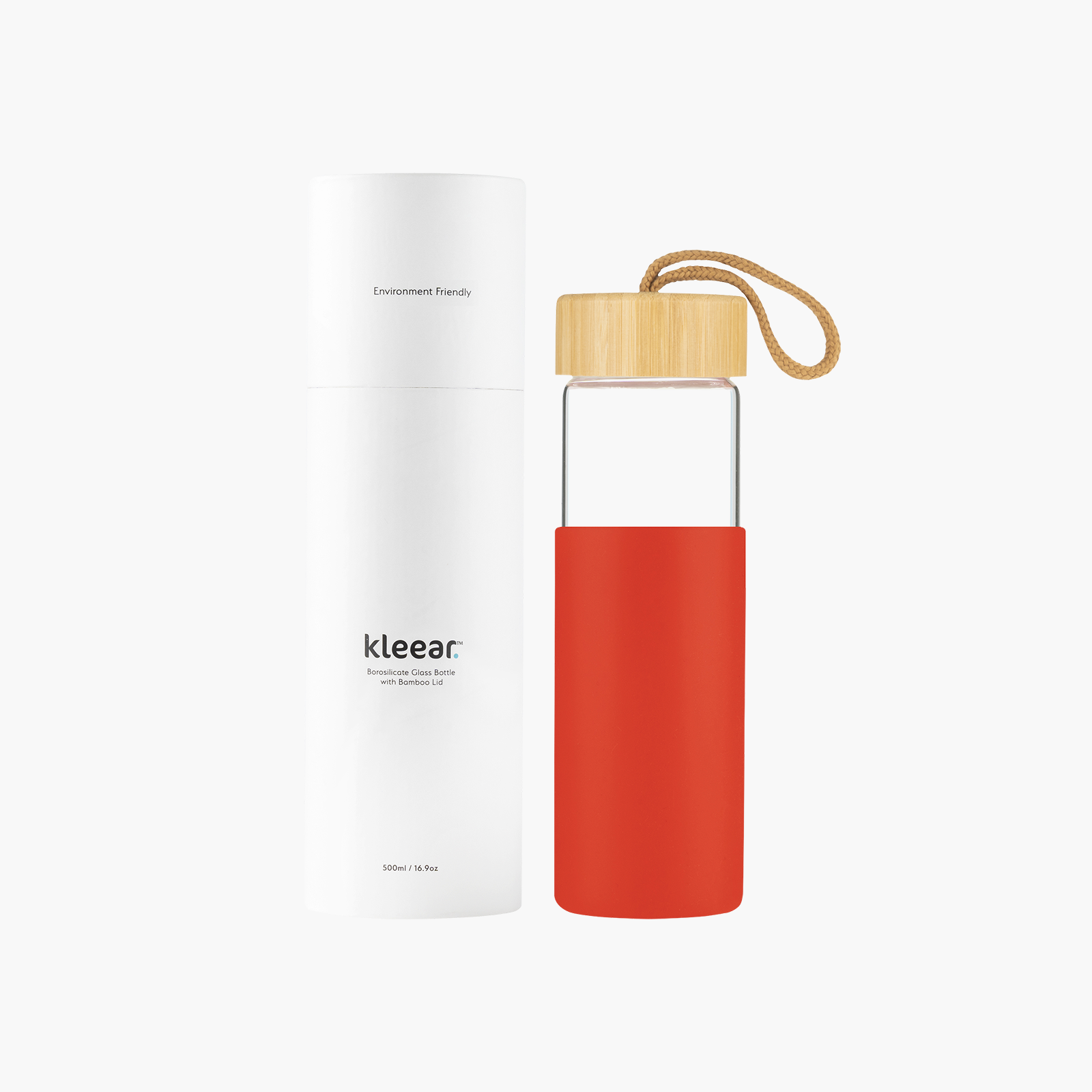 Borosilicate Glass Bottle with Silicon Sleeve & Bamboo Lid - 500 ML