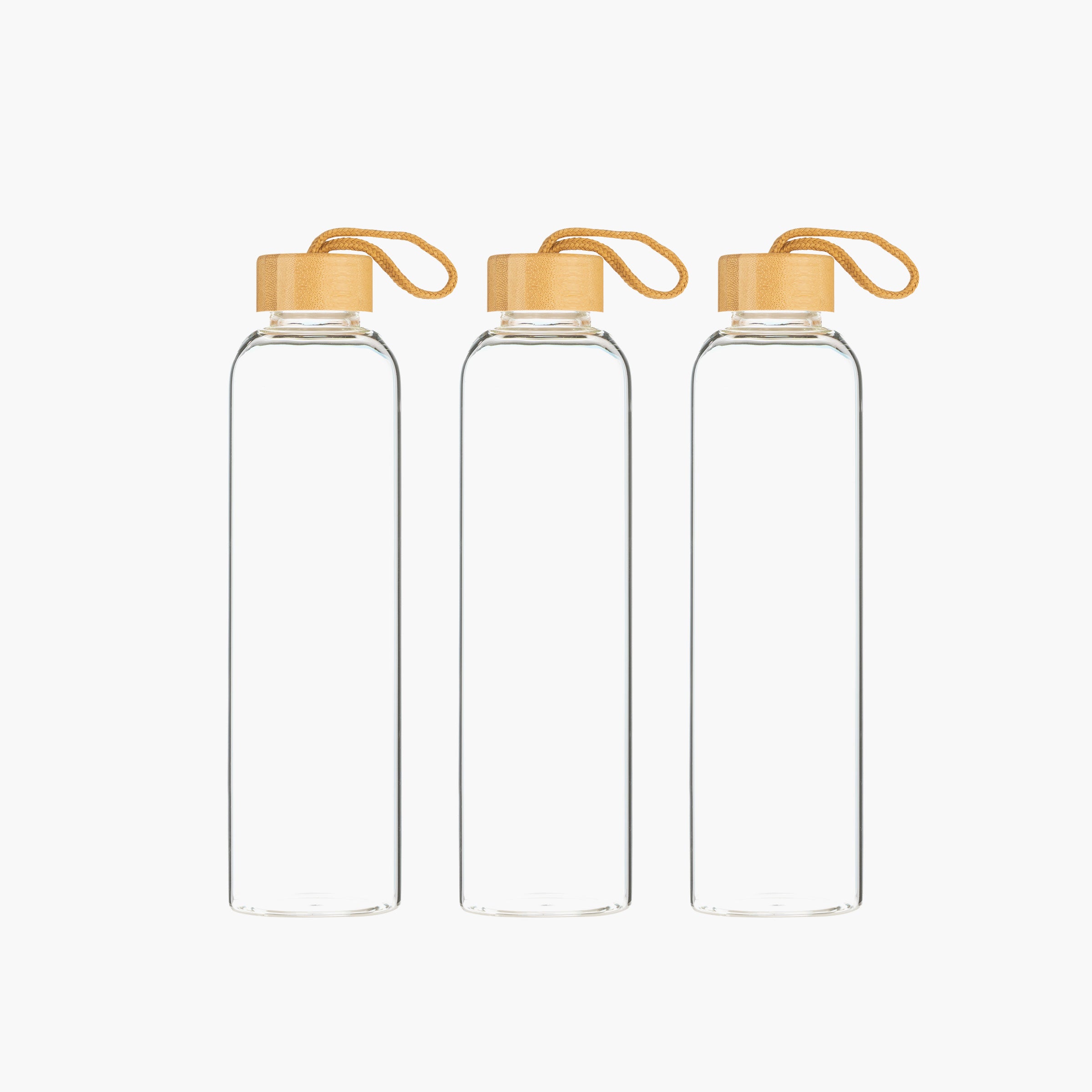 Borosilicate Glass Bottle with Bamboo Lid - 1 Litre (Set of 3)