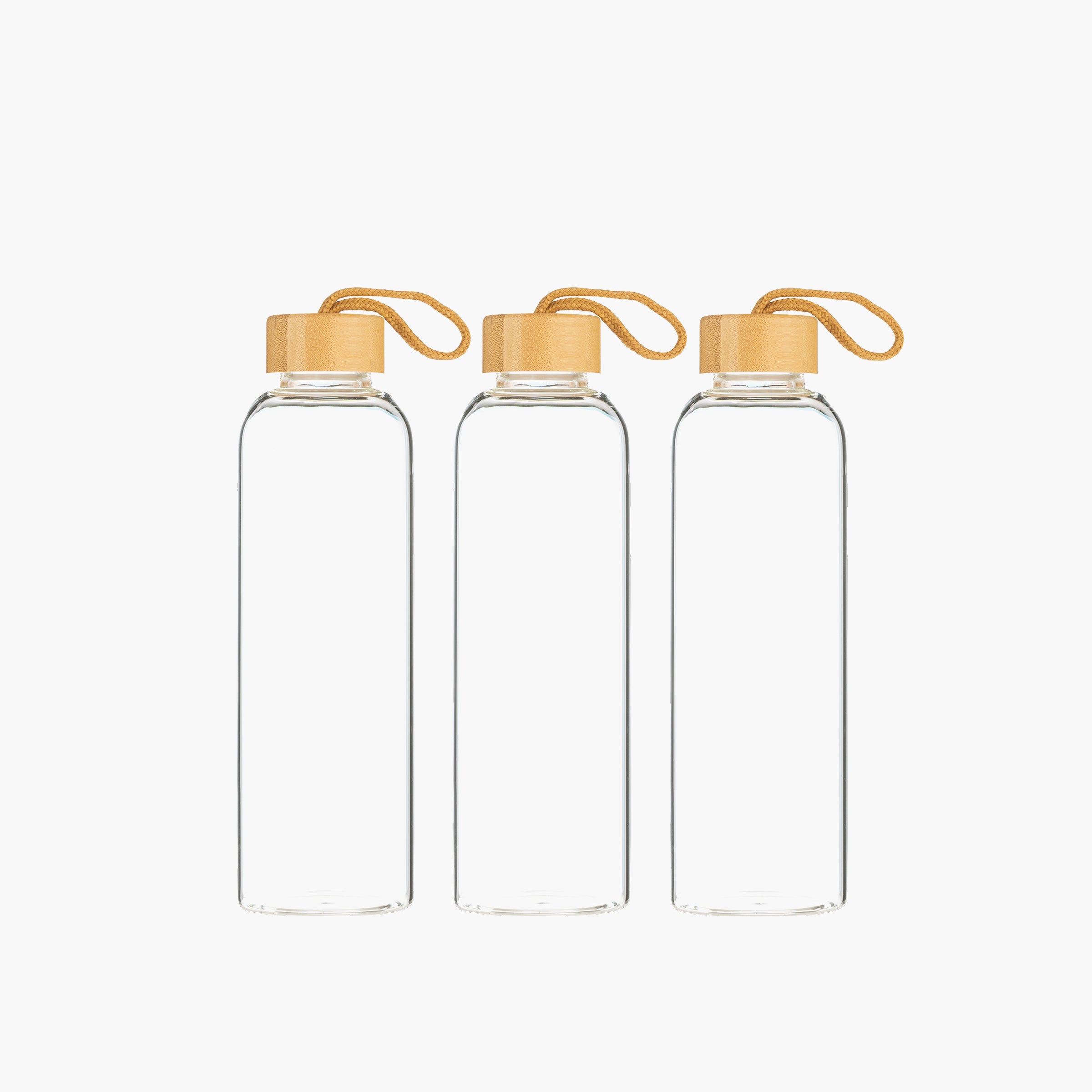 Borosilicate Glass Bottle with Bamboo Lid - 500 ML (Set of 3)