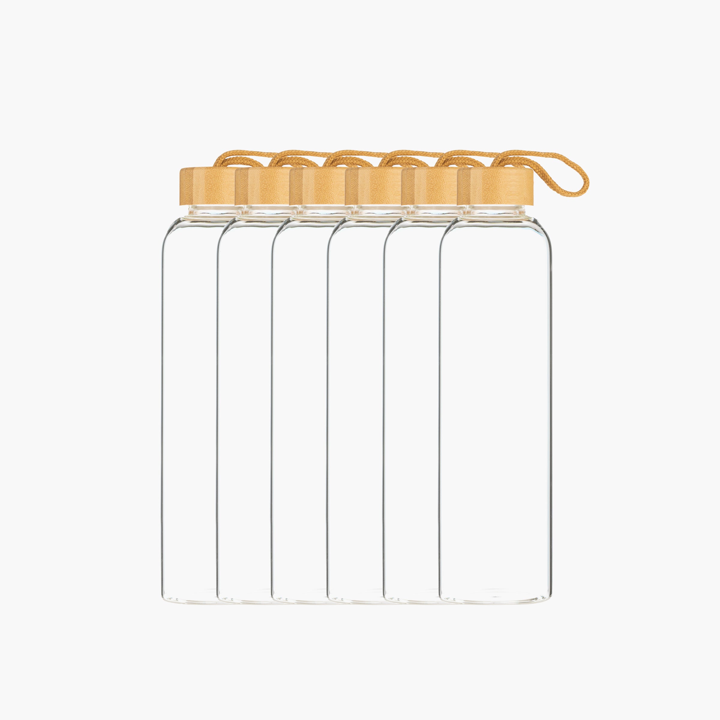 Borosilicate Glass Bottle with Bamboo Lid - 1 Litre (Set of 6)