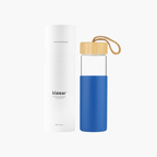 Borosilicate Glass Bottle with Silicon Sleeve & Bamboo Lid - 500 ML