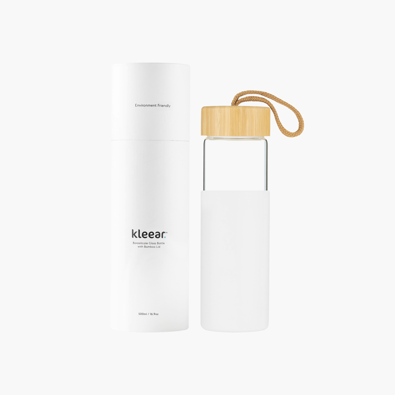 Borosilicate Glass Bottle with Silicon Sleeve & Bamboo Lid - 500 ML